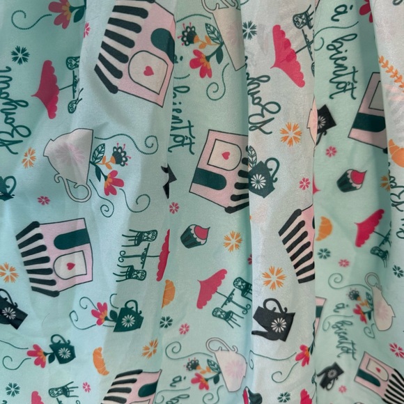 Unique Vintage Dress and Matching Scarf - Cafe De Paris Mint Fit and Flare Dress - Picture 7 of 7